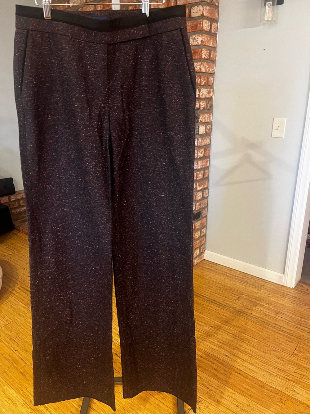 Peter Som $645 Collective Wide-Leg Silk Blend Tweed Trousers